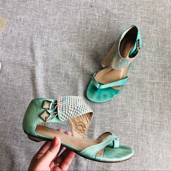 Biondini | Shoes | Biondini Sea Green Aqua Turquoise Leather Sandals | Poshmark